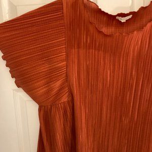 Ribbed Rust-Colored Blouse